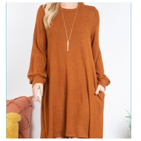 #05 Boho puff sleeve tunic dress with side pocket - Picture 2 of 3